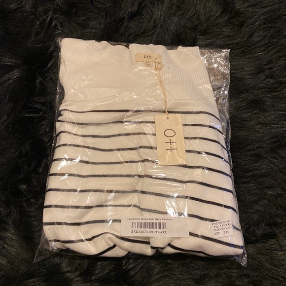 Women’s OTT (Brand) Stripe Boat Neck Sweater. 2XL - Picture 4 of 6